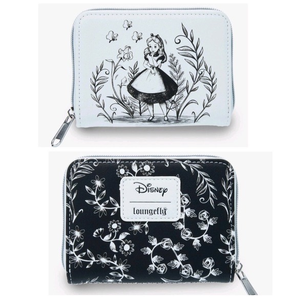 Loungefly Handbags - NWT Loungefly Disney Alice In Wonderland Florals Black & White Wallet Abstract‎